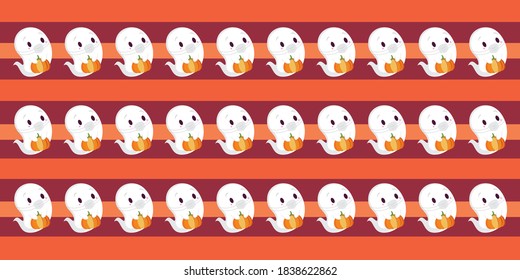 Cute ghost seamless background in flat vector illustration.