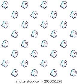 Cute Ghost Seamless Pattern - Amazing vector pattern of a cute little ghost suitable for background, fabric pattern, design asset, halloween, wrapping paper, wallpaper and illustration in general