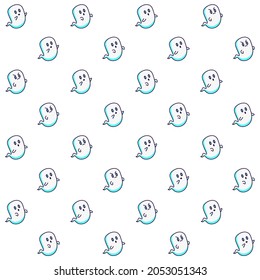 Cute Ghost Seamless Pattern - Amazing vector pattern of a cute little ghost suitable for background, fabric pattern, design asset, halloween, wrapping paper, wallpaper and illustration in general
