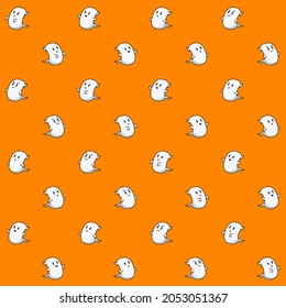 Cute Ghost Seamless Pattern - Amazing vector pattern of a cute little ghost suitable for background, fabric pattern, design asset, halloween, wrapping paper, wallpaper and illustration in general