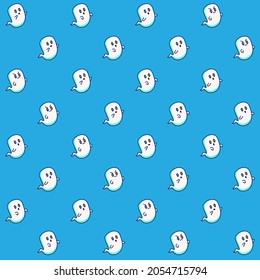 Cute Ghost Seamless Pattern - Amazing vector pattern of a cute little ghost suitable for background, fabric pattern, design asset, halloween, wrapping paper, wallpaper and illustration in general