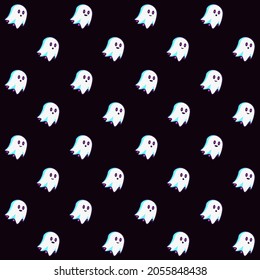 Patrón de Ghost sin soldadura - Patrón vectorial asombroso de un pequeño fantasma lindo adecuado para el fondo, patrón de tela, activo de diseño, halloween, papel de envoltura, papel tapiz e ilustración en general