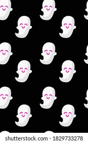 Cute ghost seamless pattern. Halloween Doodle background, ghost vector illustration pattern. Halloween cute pattern. Repeat pattern with halloween elements. 