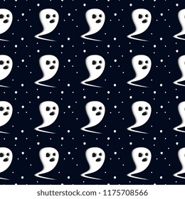 Cute ghost seamless pattern vector. Halloween theme illustration for baby and kids fashion textile wrapping ready for print.