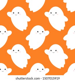 Cute ghost seamless pattern. Vector