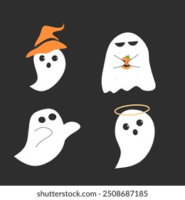 Fantasma bonito definir ícones planos