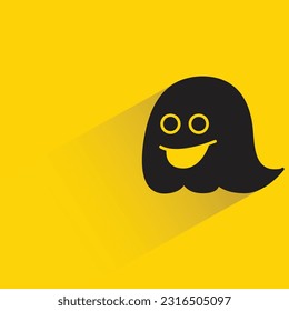 cute ghost with shadow on yellow background