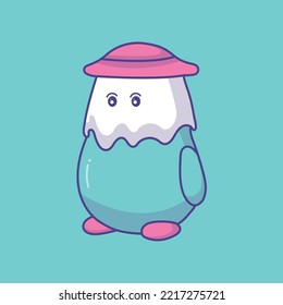 Cute ghost shaped ice cream illustration