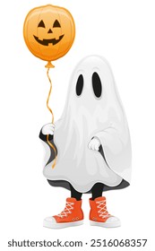 cute ghost in the sheet for halloween cartoon stock vector illustration isolated on white background