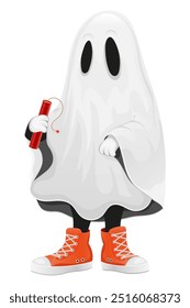 cute ghost in the sheet for halloween cartoon stock vector illustration isolated on white background