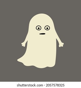 Cute ghost shocked flat style character design. Vector illustration