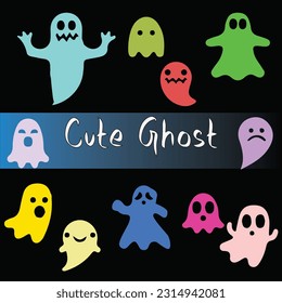 Cute Ghost silhouette of monster ghost pattern