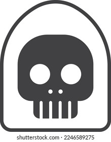 cute ghost and skull illustration in minimal style isolated on background