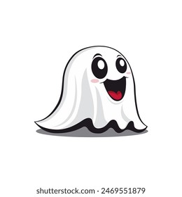 cute ghost smile halloween cartoon character vector illustration template design