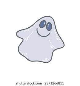 Cute ghost smiling simple doodle