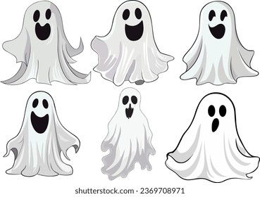 Cute ghost soars in the air cartoon vector