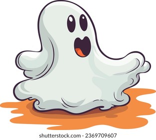 Cute ghost soars in the air cartoon vector