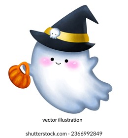 Cute Ghost  with soft pastel color vector illustration  