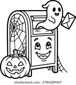 Cute ghost standing beside