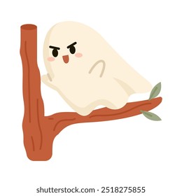 Cute ghost standing on branches