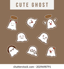 Cute ghost sticker set for halloween