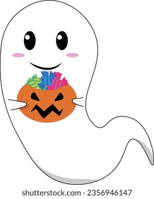 Fantasma lindo toma dulces de Halloween