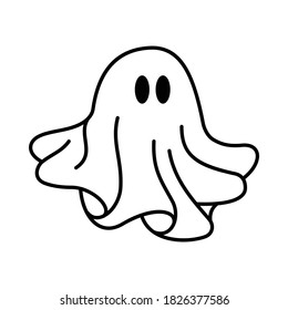 Cute Ghost Tattoo Icon Line Art Coloring Page