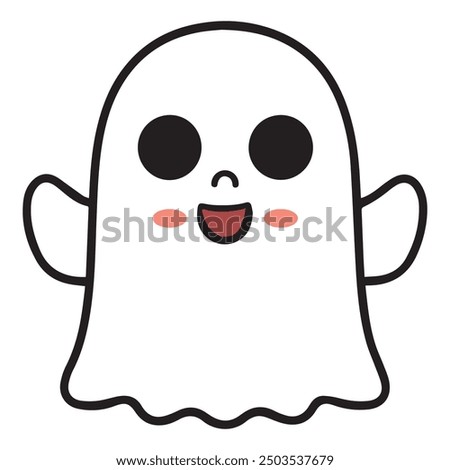 cute ghost for a toddler's, pixar style, simple outline and shapes, black and white coloring book, flat vector, white background, clean line art, studio ghibli studio