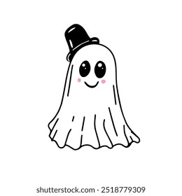 A cute ghost in a top hat