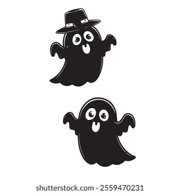 cute ghost vector 2, Spooky Yet Cute Ghosts with Witch Hats Vector