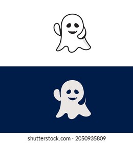 cute ghost Vector icon design illustration Template