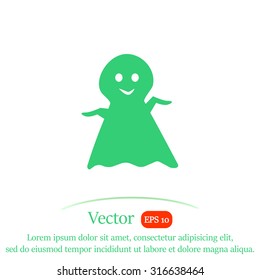 Cute ghost vector icon. Happy Halloween