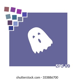 Cute ghost vector icon. Happy Halloween