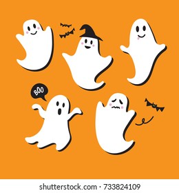 Cute Ghost Vector Illustrations For Kids On Halloween