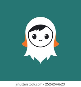 cute ghost vector, minimal logo design style 