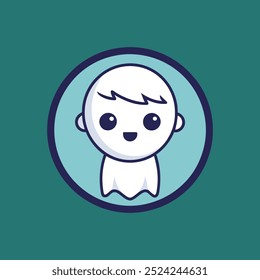 cute ghost vector, minimal logo design style 