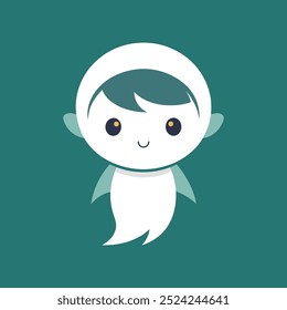 cute ghost vector, minimal logo design style 
