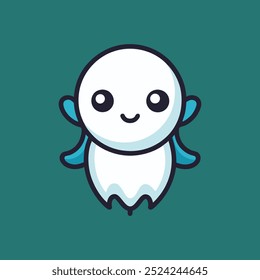 cute ghost vector, minimal logo design style 