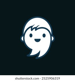 cute ghost vector, minimal logo, illustration design style template 	