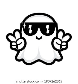 cute ghost wearing cool glasses