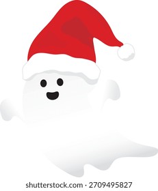 Cute ghost wearing a Santa hat