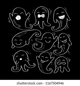 Cute ghost.Happy Halloween.Flat design vector illustration vector.