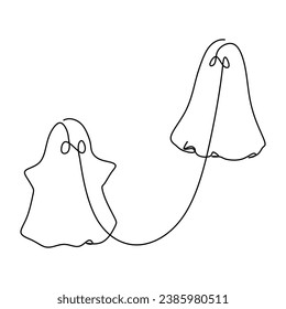 cute ghosts continuous line art vector drawing