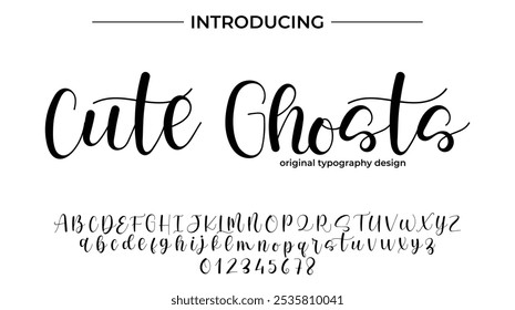 Nette Geister Schriftart Stilvoller Pinsel gemalt ein Großbuchstaben, Vektorbuchstaben, Alphabet, Schrift