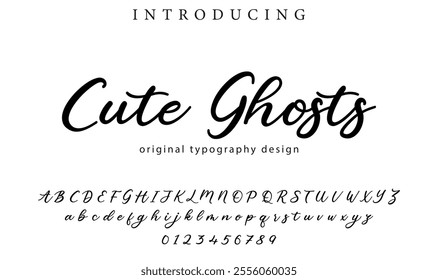Cute Ghosts Font Stylish brush painted an uppercase vector letters, alphabet, typeface