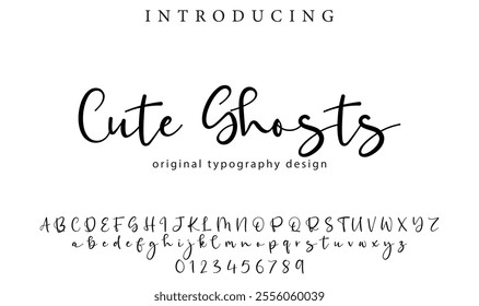 Cute Ghosts Font Stylish brush painted an uppercase vector letters, alphabet, typeface