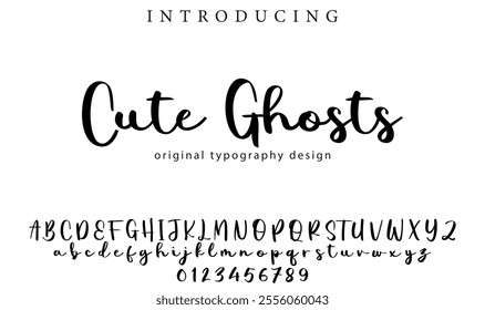 Cute Ghosts Font Stylish brush painted an uppercase vector letters, alphabet, typeface