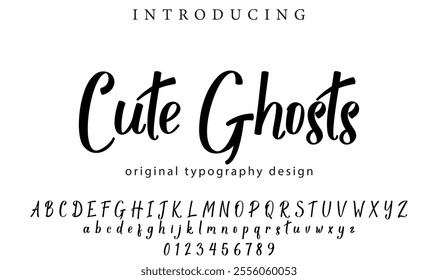 Cute Ghosts Font Stylish brush painted an uppercase vector letters, alphabet, typeface