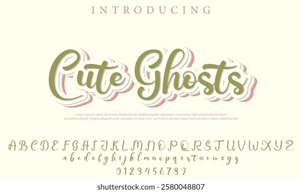 Cute Ghosts Font Stylish brush painted an uppercase vector letters, alphabet, typeface