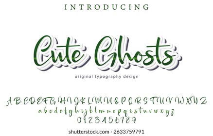 Lindos fantasmas Fuente Pincel con estilo pintado en mayúsculas letras del Vector, alfabeto, tipografía